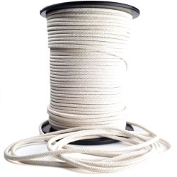 Braided cotton rope made from 100% unbleached cotton.