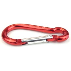 Red snap hook for ropes, wires, chains, loops, hooks, etc.