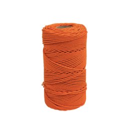 Orange cord made of 100% cotton fibers.