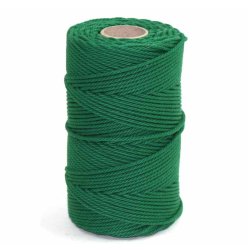 Green cord made from 100% cotton fibers.