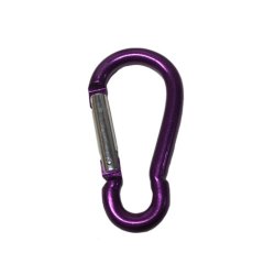 Purple fire carabiner made of aluminum with a spring-loaded latch. Lightweight, corrosion-resistant, and ideal for quick connect