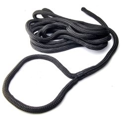 Black mooring line with loop. Extremely flexible and durable line, excellent for mooring. Made of 100% polyester multifilament.