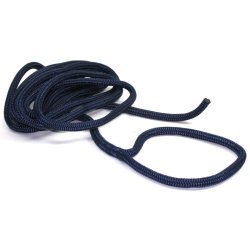 Marine blue mooring line with spliced loop.