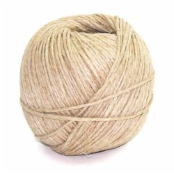Single-ply hemp twine for packaging and decorations.