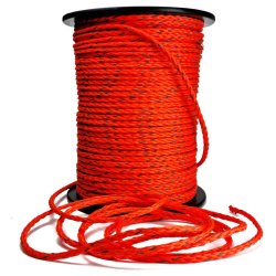 Floating synthetic rope with sewn-in reflective thread for increased visibility.