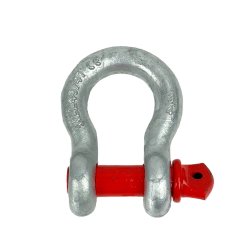 Lifting shackle US Redpin made of hot-dip galvanized steel. Sturdy design for secure lifting and connecting of wire ropes, chain