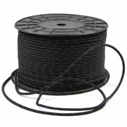 Black rope with integrated reflective thread.