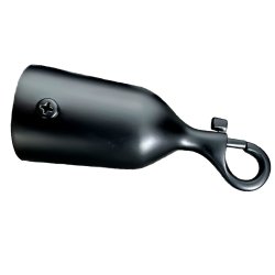 Matte black end fitting with snap hook, designed for 38mm rope. Provides a stylish finish and easy opening/closing for entrances