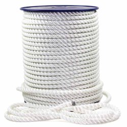 Vit 3-slagen lina av polyestersilke.