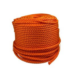 Orange 3-strand polyethylene rope with high tensile strength and UV resistance. Ideal for the fishing industry and winter moorin
