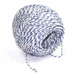 Blue and white striped sewing twine made of flax. For tagging, sailor work, etc.