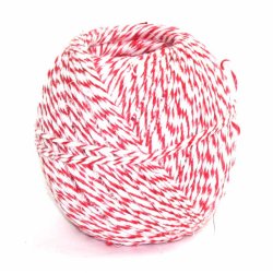 Beautiful red/white sewing twine made of 100% flax fiber.