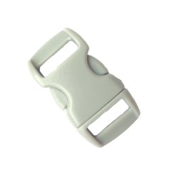 Gray plastic buckle with a durable construction, perfect for dog leashes, bags, and straps. Secure and easy-to-use design.