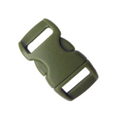 Olive green plastic buckle with a durable construction, perfect for dog leashes, bags, and straps. Secure and easy-to-use design
