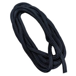Black 24-braided polyester silk Garda 24, a durable and flexible rope ideal for mooring, towing, and various marine applications