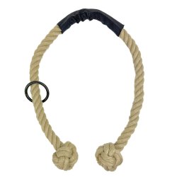 Full view of the entire triceps rope, displayed in a natural position to showcase its length and sturdy construction.